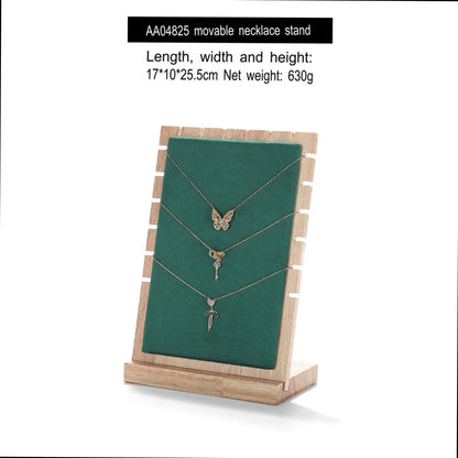 Folding Necklace Display Stand Solid Wood Microfiber Vertical Pendant Storage Rack Store Jewelry Display Props