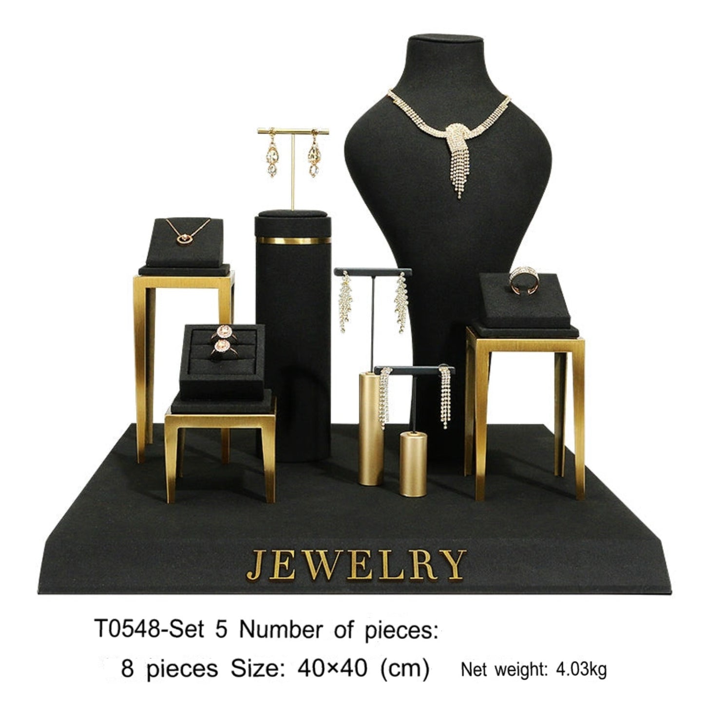 Black jewelry counter display props, necklaces, rings, earrings, studs, bracelets, jewelry display racks
