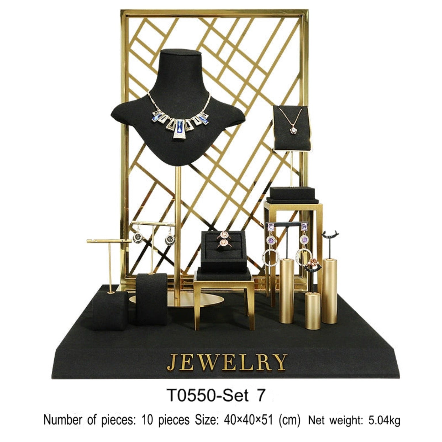 Black jewelry counter display props, necklaces, rings, earrings, studs, bracelets, jewelry display racks