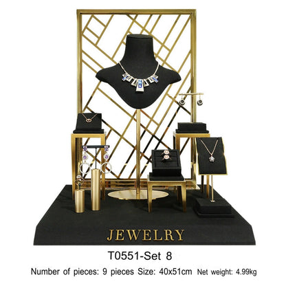Black jewelry counter display props, necklaces, rings, earrings, studs, bracelets, jewelry display racks
