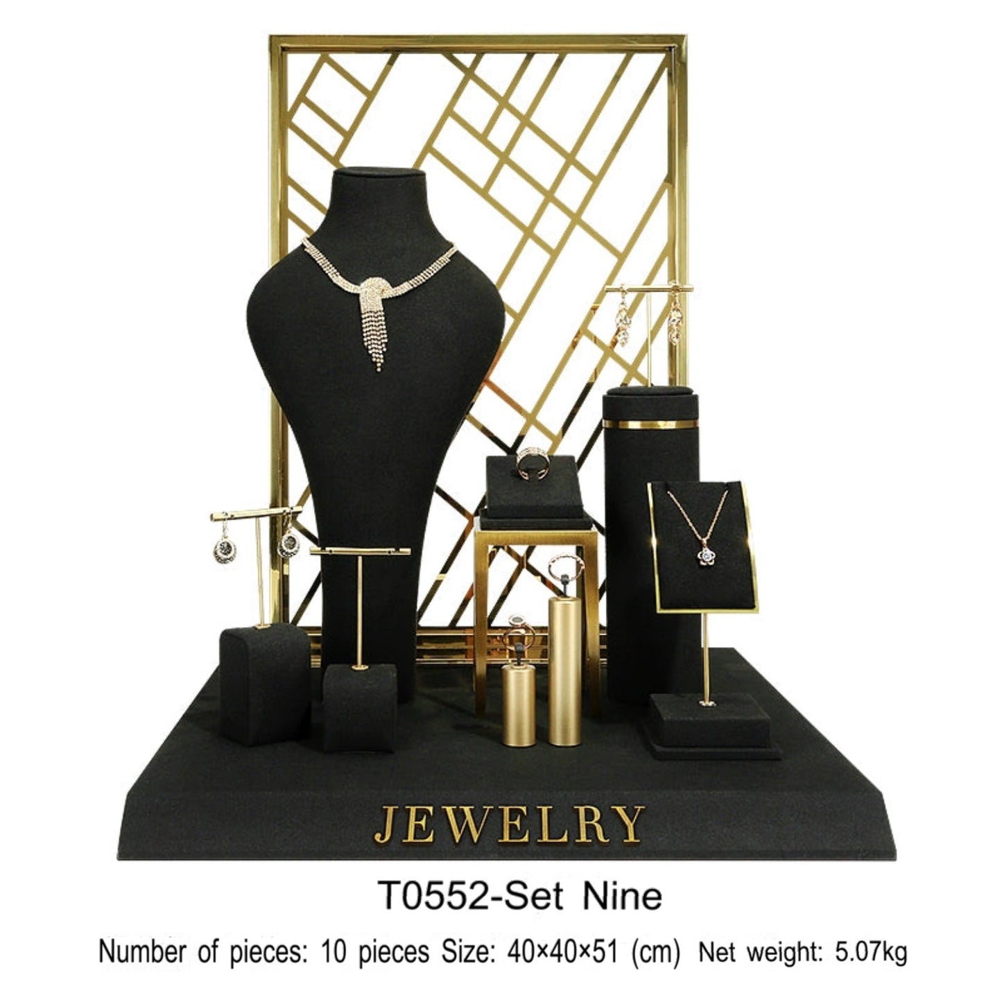 Black jewelry counter display props, necklaces, rings, earrings, studs, bracelets, jewelry display racks