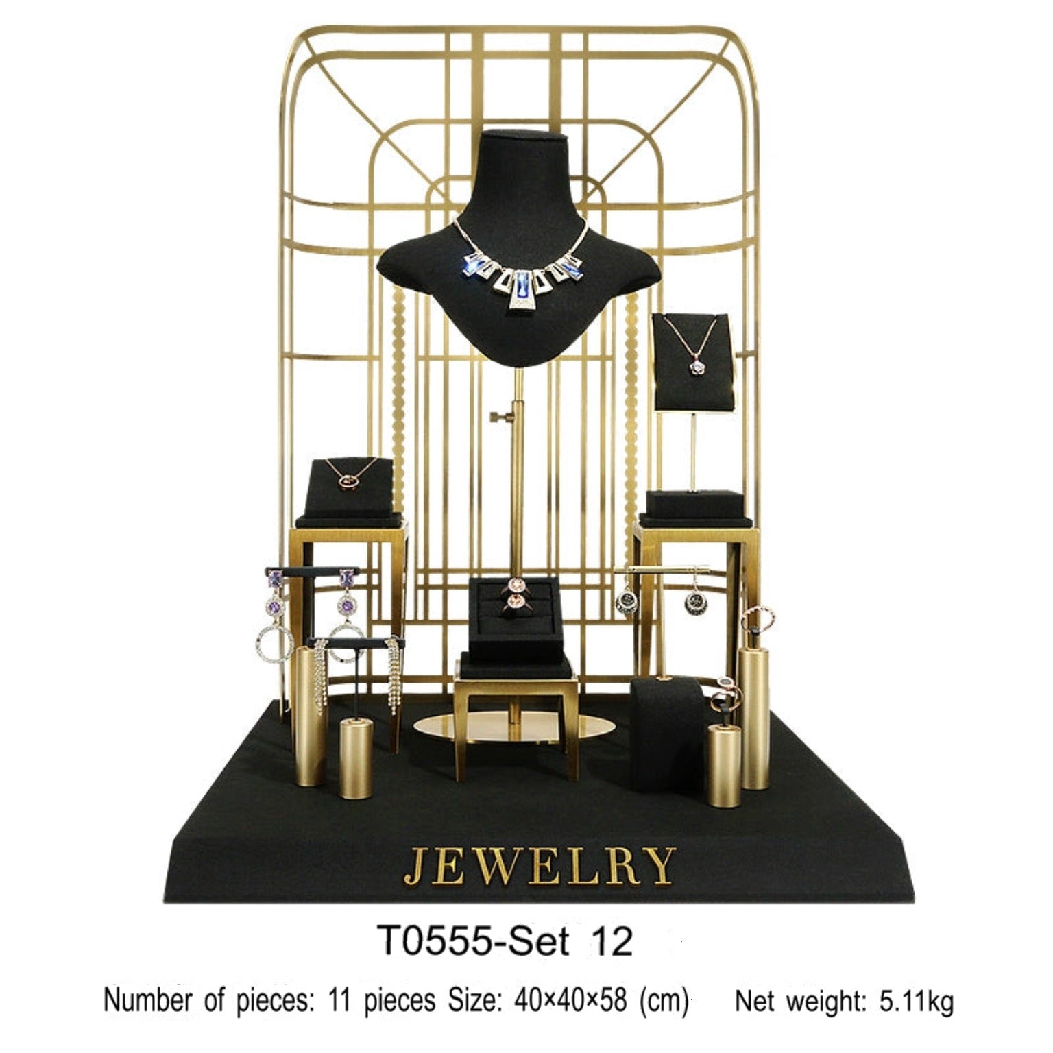 Black jewelry counter display props, necklaces, rings, earrings, studs, bracelets, jewelry display racks