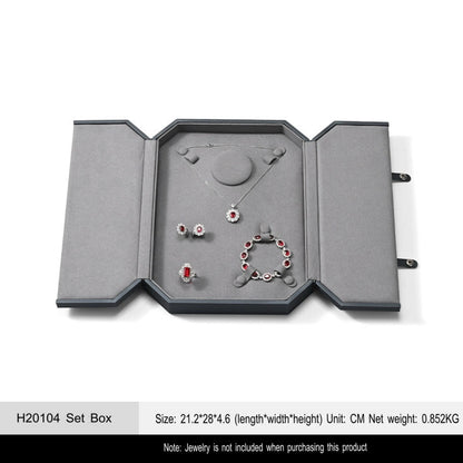 Jewelry Box Folio Snap Ring Necklace Earrings Bracelet Set Box Jewelry Gift Box