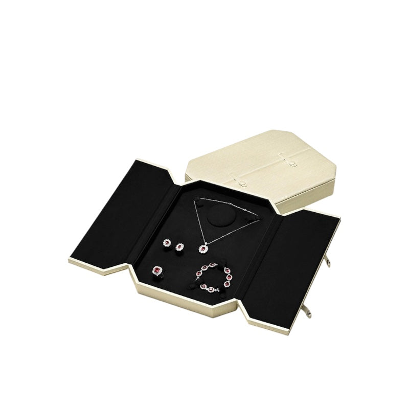 Jewelry Box Folio Snap Ring Necklace Earrings Bracelet Set Box Jewelry Gift Box