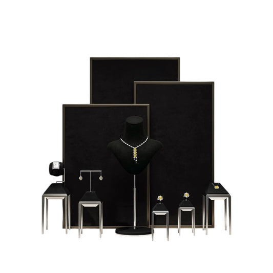 Light luxury jewelry display stand, brushed metal watch, necklace, rings, earrings, jewelry display props