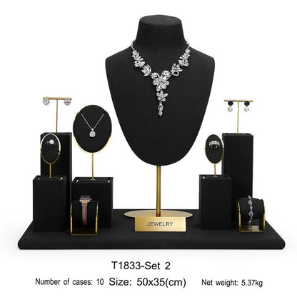 Jewelry display shelves, necklaces, rings, earrings, bracelets, bracelets, display props, microfiber window display sets
