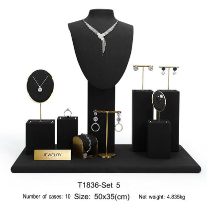 Jewelry display shelves, necklaces, rings, earrings, bracelets, bracelets, display props, microfiber window display sets