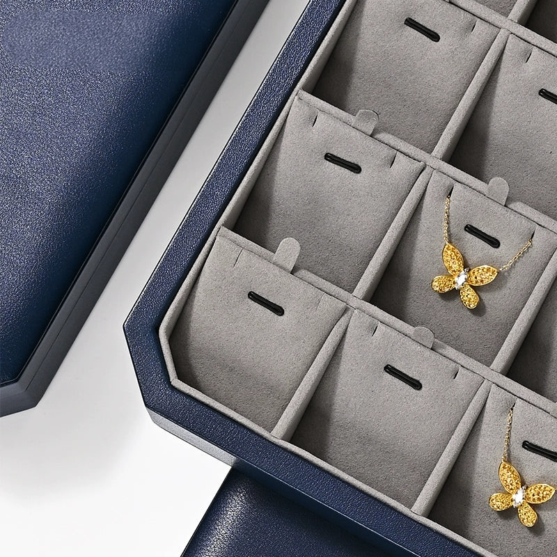 High-grade PU leather jewelry box microfiber with lock ring necklace jewelry display storage box