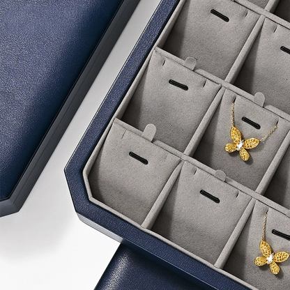 High-grade PU leather jewelry box microfiber with lock ring necklace jewelry display storage box