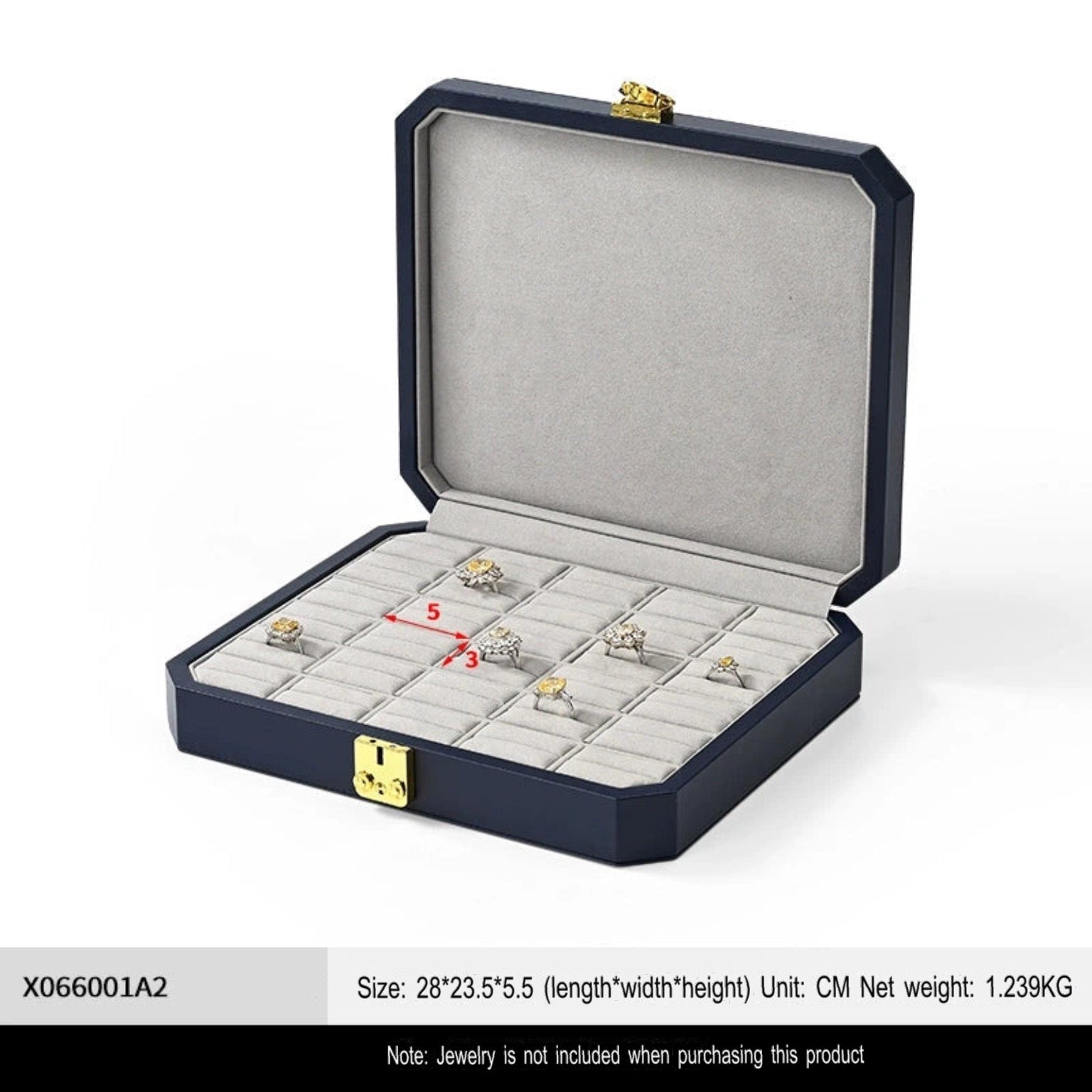 High-grade PU leather jewelry box microfiber with lock ring necklace jewelry display storage box