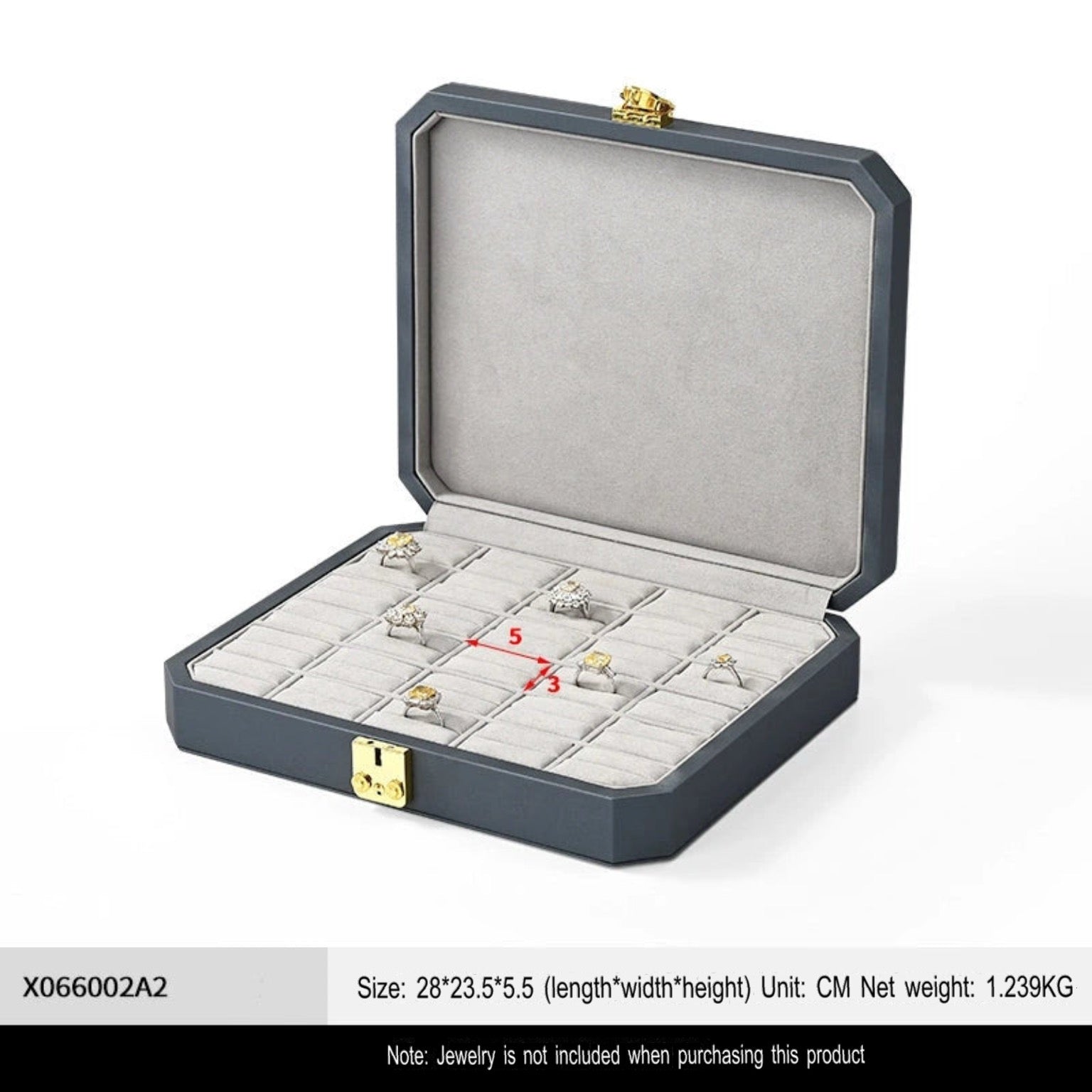 High-grade PU leather jewelry box microfiber with lock ring necklace jewelry display storage box