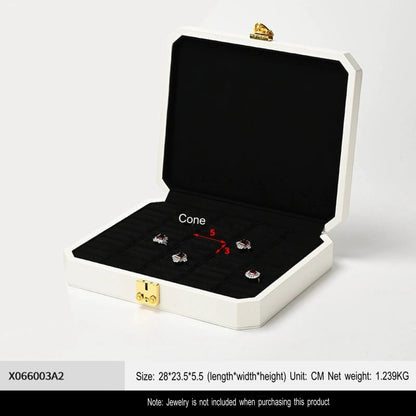 High-grade PU leather jewelry box microfiber with lock ring necklace jewelry display storage box
