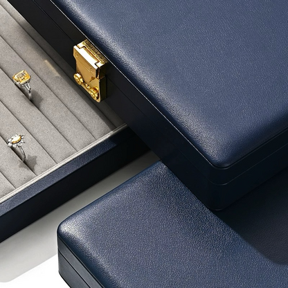 High-grade PU leather jewelry box microfiber with lock ring necklace jewelry display storage box