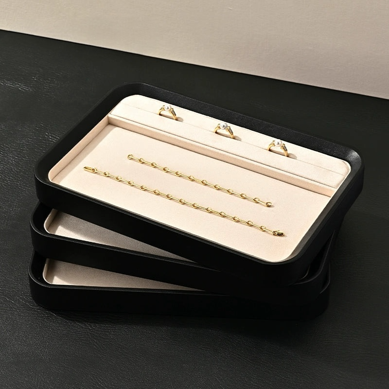 Jewelry Tray Ring Necklace Pendant Tray PU Leather Jewelry Storage Tray