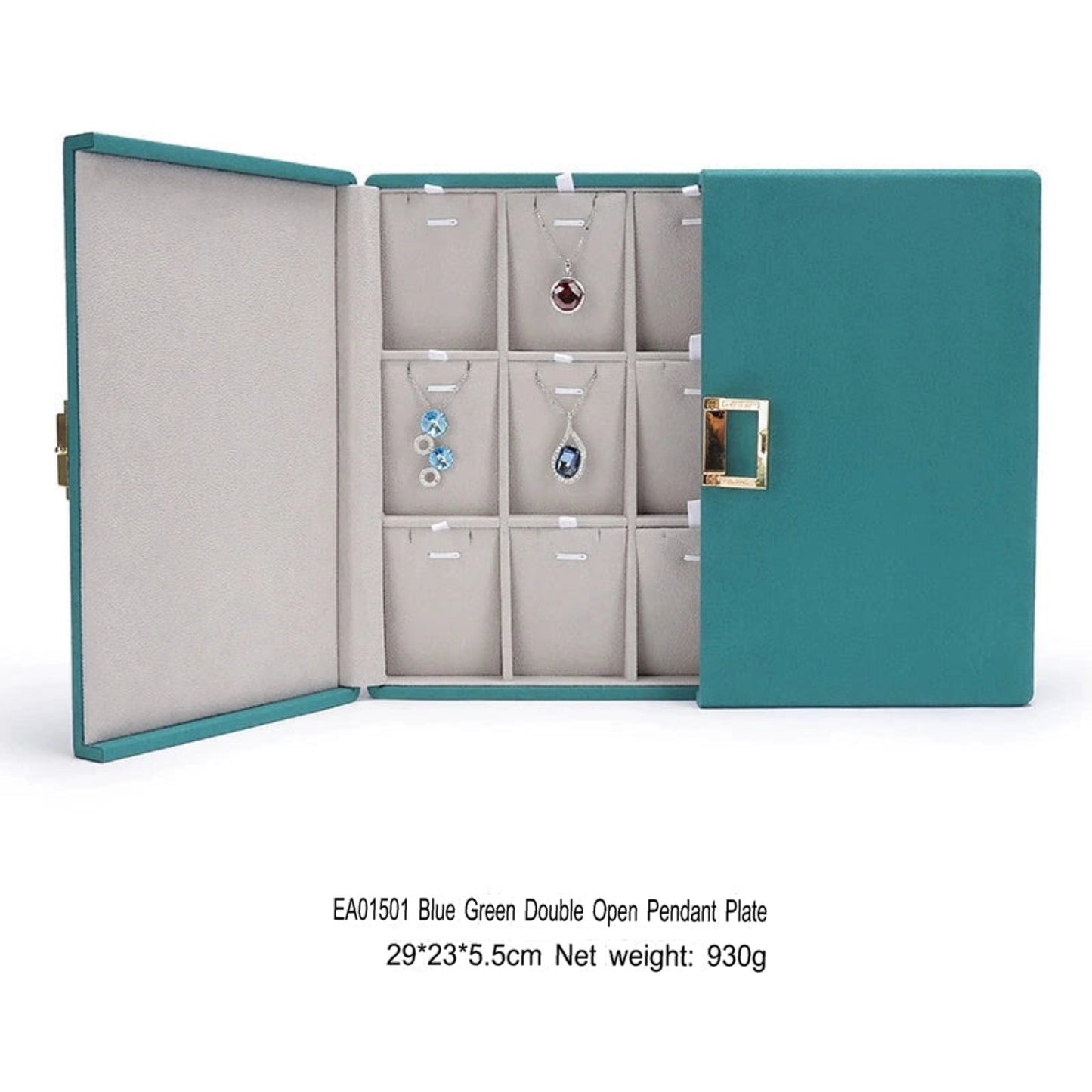 Double open jewelry storage box, metal buckle ring, necklace, stud earrings, pendants, jewelry storage, packaging, gift box