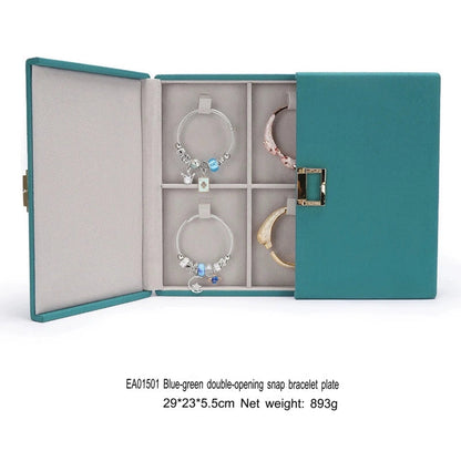Double open jewelry storage box, metal buckle ring, necklace, stud earrings, pendants, jewelry storage, packaging, gift box