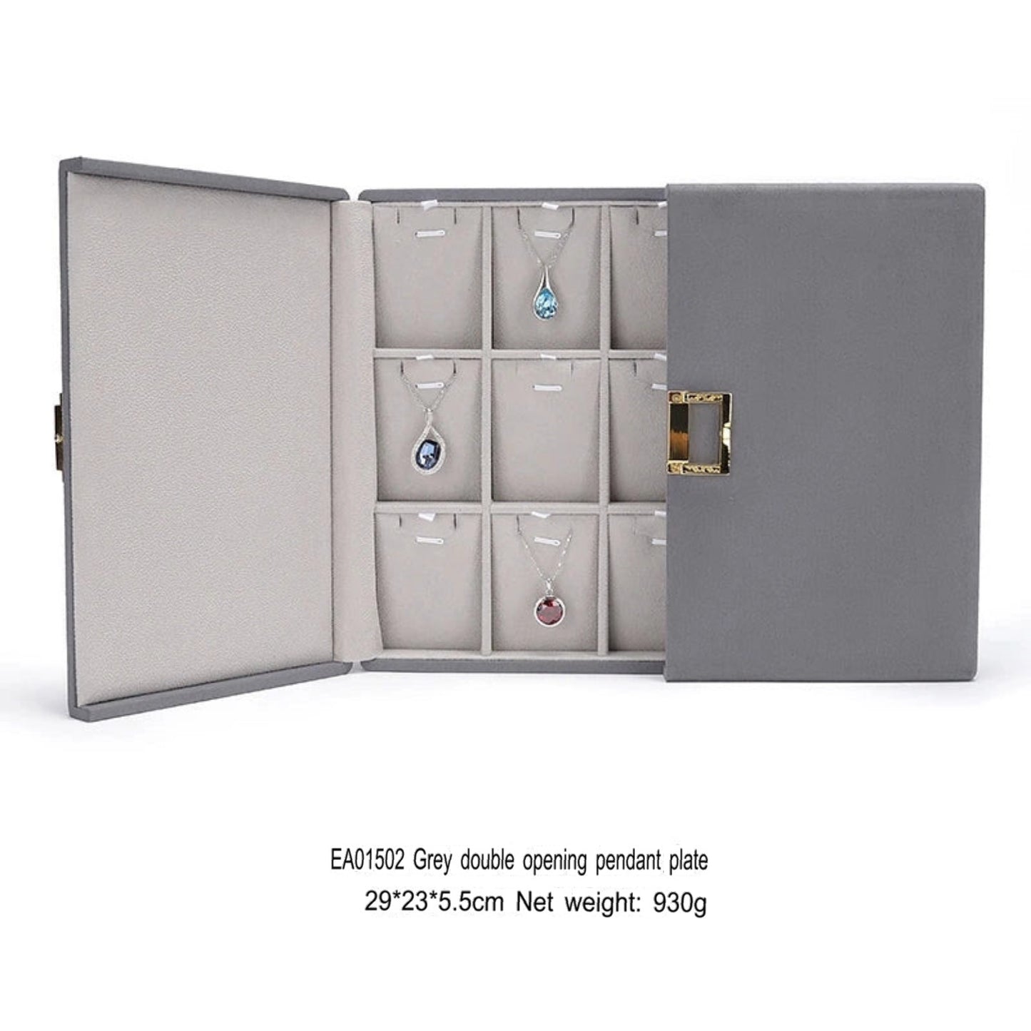 Double open jewelry storage box, metal buckle ring, necklace, stud earrings, pendants, jewelry storage, packaging, gift box