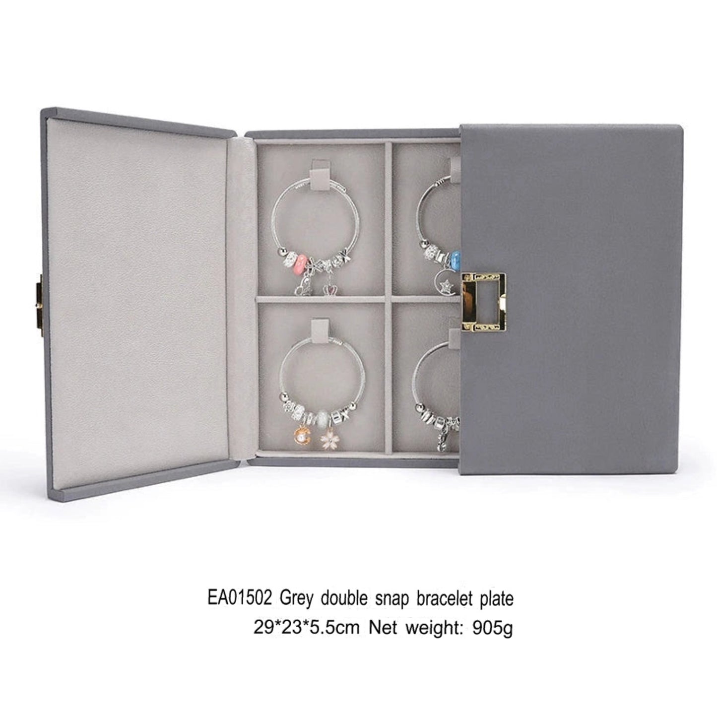 Double open jewelry storage box, metal buckle ring, necklace, stud earrings, pendants, jewelry storage, packaging, gift box