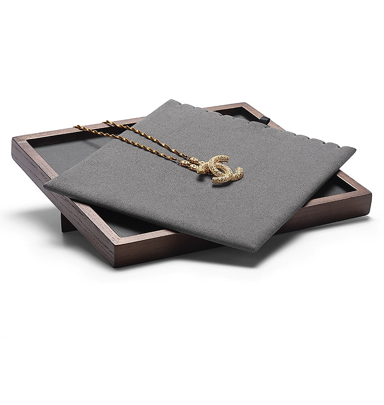 Folding Necklace Display Stand Solid Wood Microfiber Vertical Pendant Storage Rack Store Jewelry Display Props