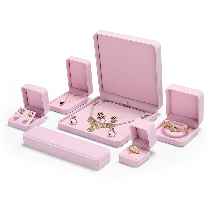 [Clearance] Flannel ring box pink necklace bracelet box earrings stud small delicate wrapping gift box