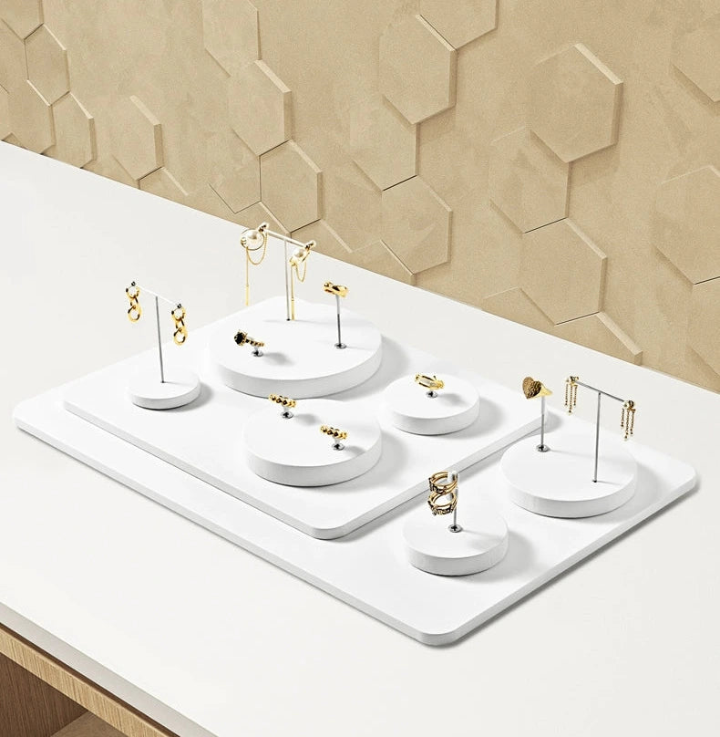 Light luxury jewelry display stand, PU white earrings, ring pendants, jewelry display props