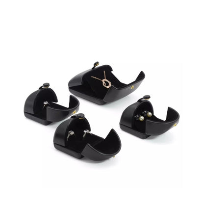 Double opening black leather creative jewelry box engagement ring box jewelry box earring box necklace box bracelet box