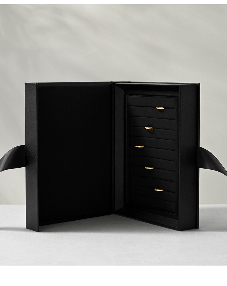 Jewelry storage box creative ribbon book box flap ring necklace jewelry display gift box