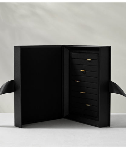 Jewelry storage box creative ribbon book box flap ring necklace jewelry display gift box