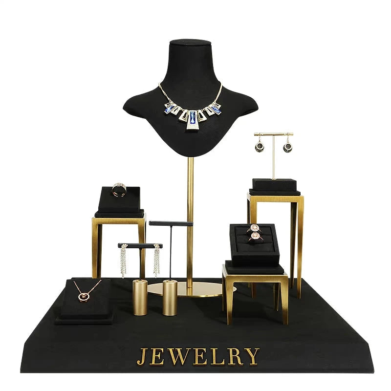 Black jewelry counter display props, necklaces, rings, earrings, studs, bracelets, jewelry display racks