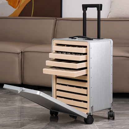 Aluminum and magnesium alloy high-grade large-capacity jewelry case Luxury portable jewelry trolley flight case Jim Display