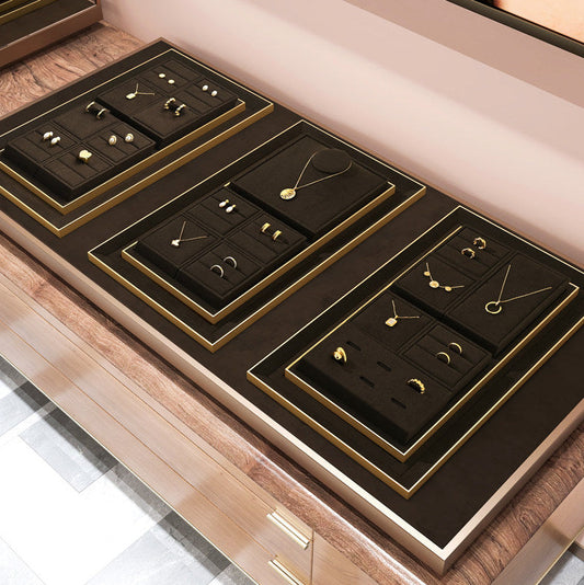 Luxury jewelry display props, high-end metal microfiber necklace, ring counter, jewelry display rack