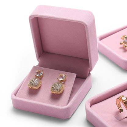[Clearance] Flannel ring box pink necklace bracelet box earrings stud small delicate wrapping gift box