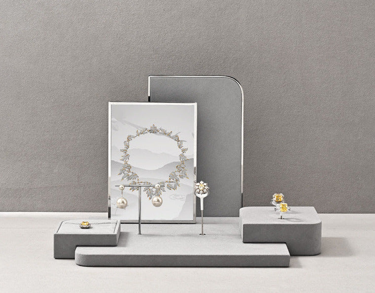 Luxury jewelry display props microfiber ring earrings necklace counter display display plate Jim Display