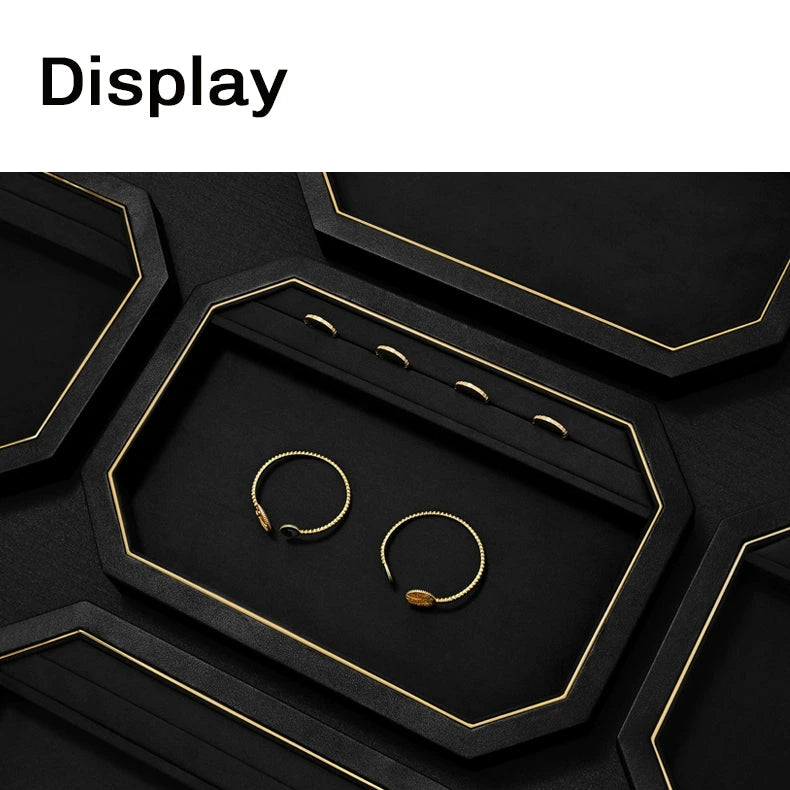 Jewelry Plate PU Leather Jewelry Display Plate Fleece Necklace Ring Pendant Display Jewelry Viewing Pallet