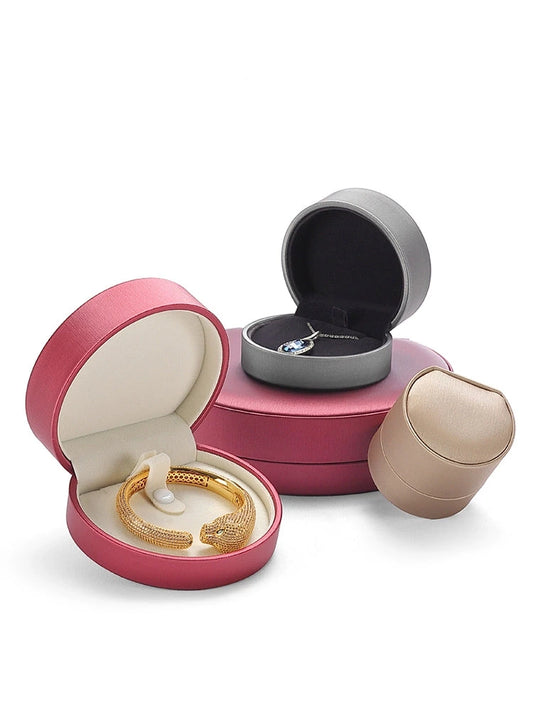 Leather Round Jewelry Box Necklace Bracelet Packaging Box Jewelry Storage Gift Box