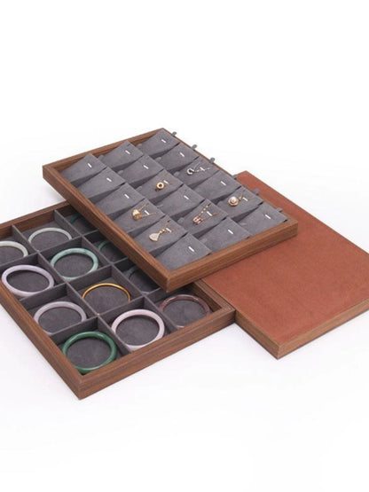 High-end walnut color look at the pallet jewelry tray jewelry display ornament large capacity bracelet earrings storage box