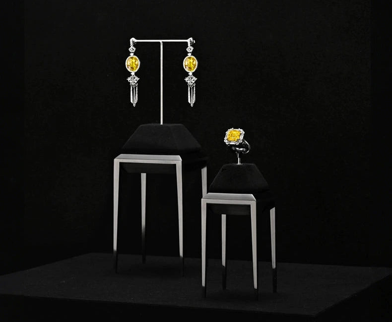 Light luxury jewelry display stand, brushed metal watch, necklace, rings, earrings, jewelry display props