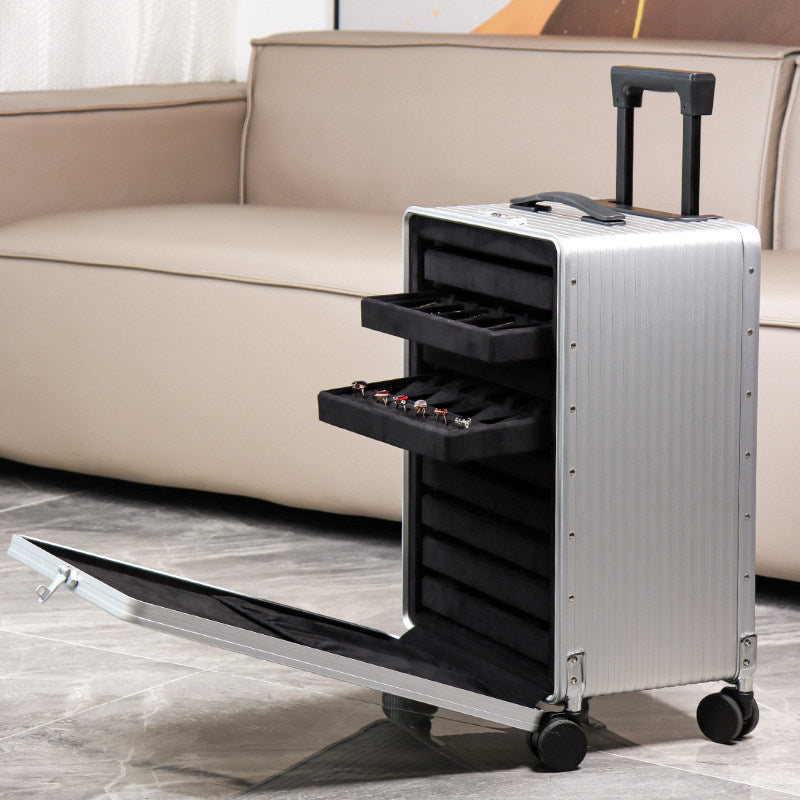 Aluminum and magnesium alloy high-grade large-capacity jewelry case Luxury portable jewelry trolley flight case Jim Display
