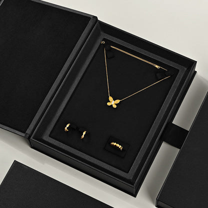 Jewelry storage box creative ribbon book box flap ring necklace jewelry display gift box