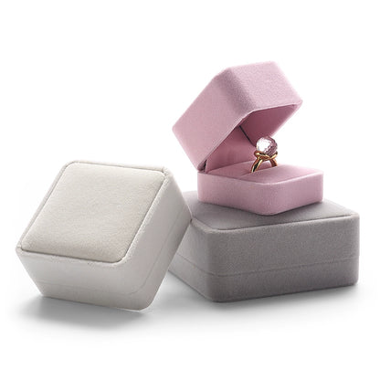 [Clearance] Flannel ring box pink necklace bracelet box earrings stud small delicate wrapping gift box