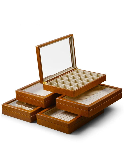 Solid wood jewelry storage box high-end necklace ring earrings bracelet bracelet box jewelry jewelry box