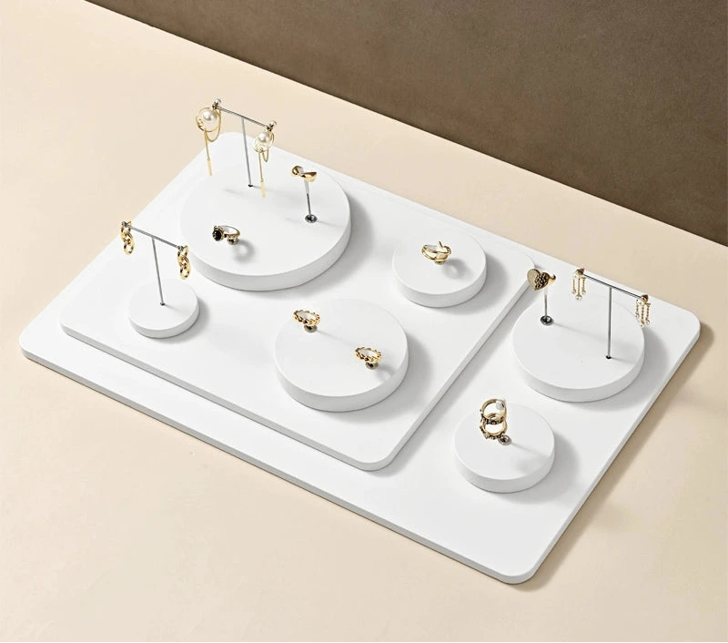 Light luxury jewelry display stand, PU white earrings, ring pendants, jewelry display props