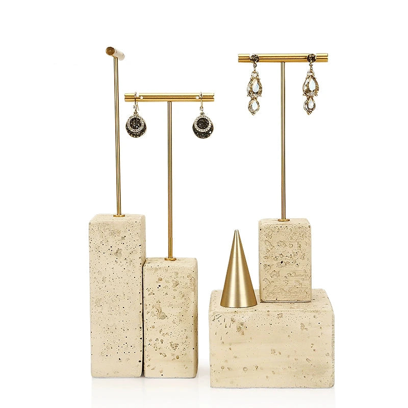 Yellow plaster earrings display, creative jewelry display, jewelry display shooting props