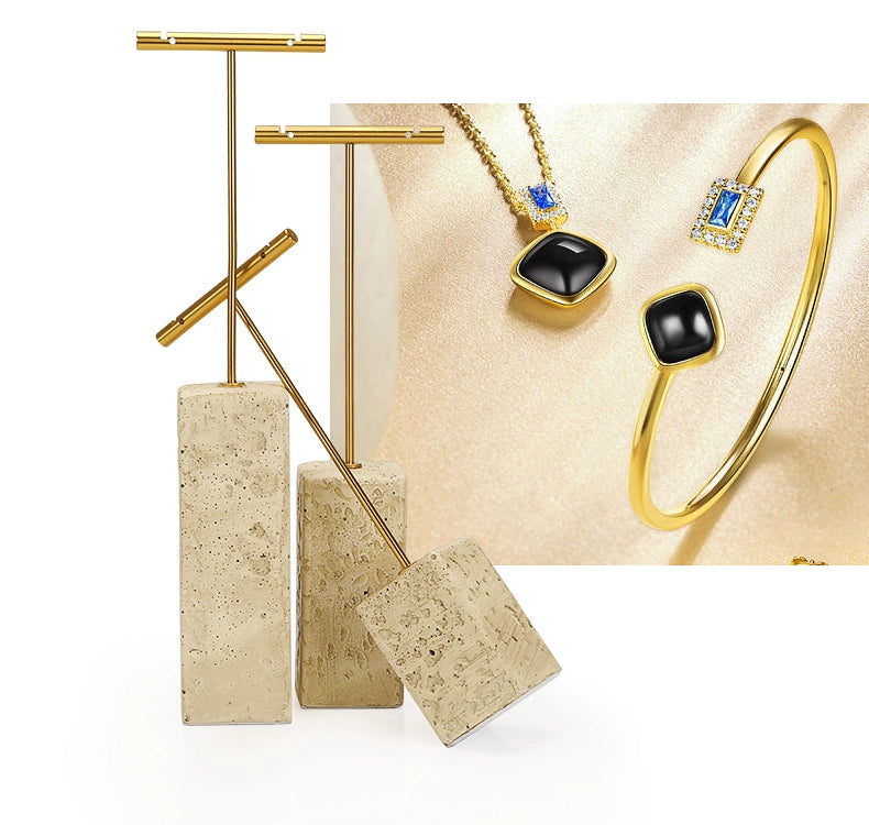 Yellow plaster earrings display, creative jewelry display, jewelry display shooting props