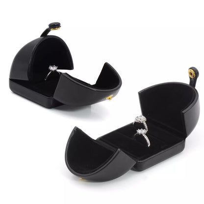 Double opening black leather creative jewelry box engagement ring box jewelry box earring box necklace box bracelet box
