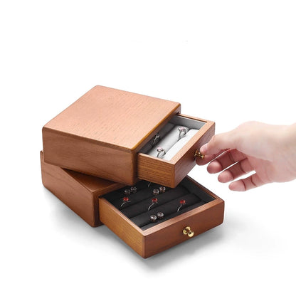 Jewelry box, national style solid wood box, ring, earring, bracelet, trinket storage box, exquisite cultural gift box, wooden