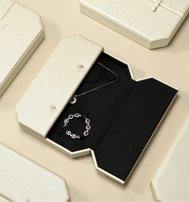 Jewelry Box Folio Snap Ring Necklace Earrings Bracelet Set Box Jewelry Gift Box