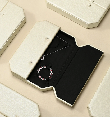 Jewelry Box Folio Snap Ring Necklace Earrings Bracelet Set Box Jewelry Gift Box