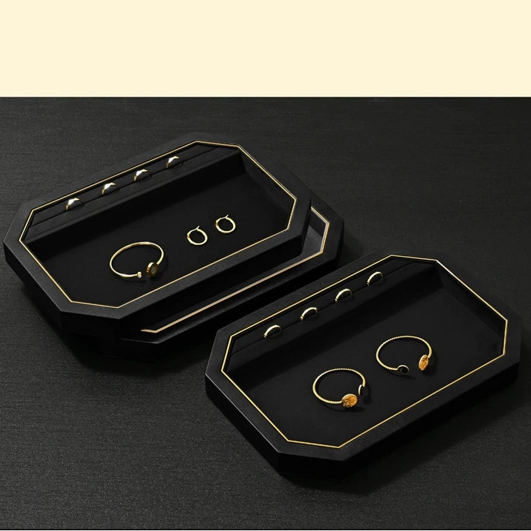 Jewelry Plate PU Leather Jewelry Display Plate Fleece Necklace Ring Pendant Display Jewelry Viewing Pallet