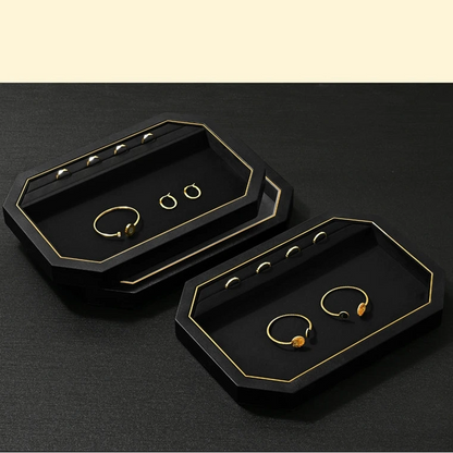 Jewelry Plate PU Leather Jewelry Display Plate Fleece Necklace Ring Pendant Display Jewelry Viewing Pallet